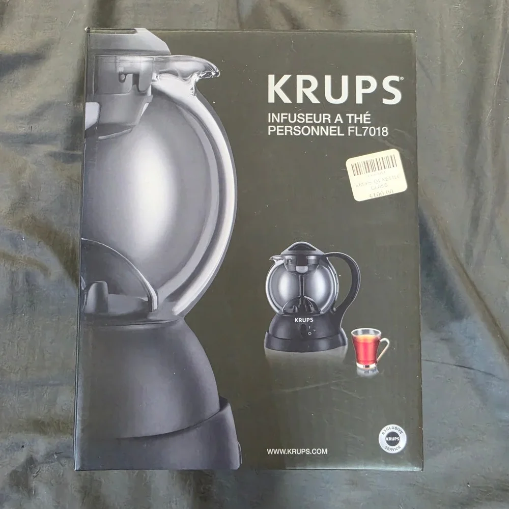 Krups Personal Magic Tea Maker FL7018 Electric Glass Infuser Kettle Black